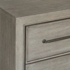 Roundhill Furniture Ennesley Gray Wood Bedroom Set with Upholstered Panel Bed, Dresser, Mirror, and Nightstand