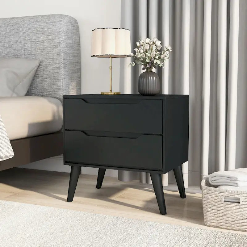 Bodo Mid-century Modern Wood 2-Drawer Nightstand by Carson Carrington