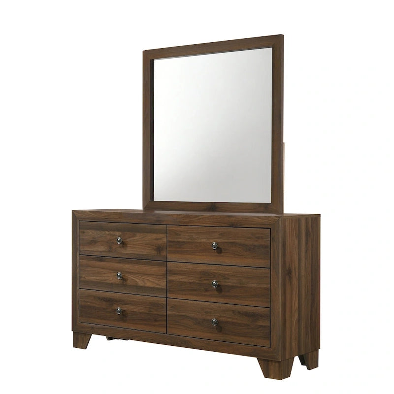 Linette 5 Piece Cherry Brown Panel Bedroom Set