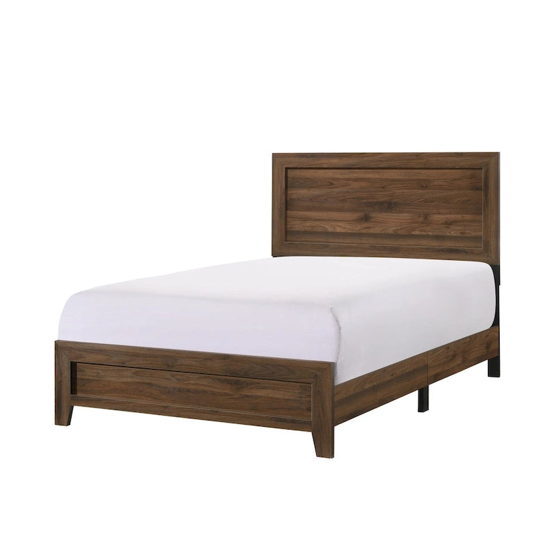 Linette 5 Piece Cherry Brown Panel Bedroom Set
