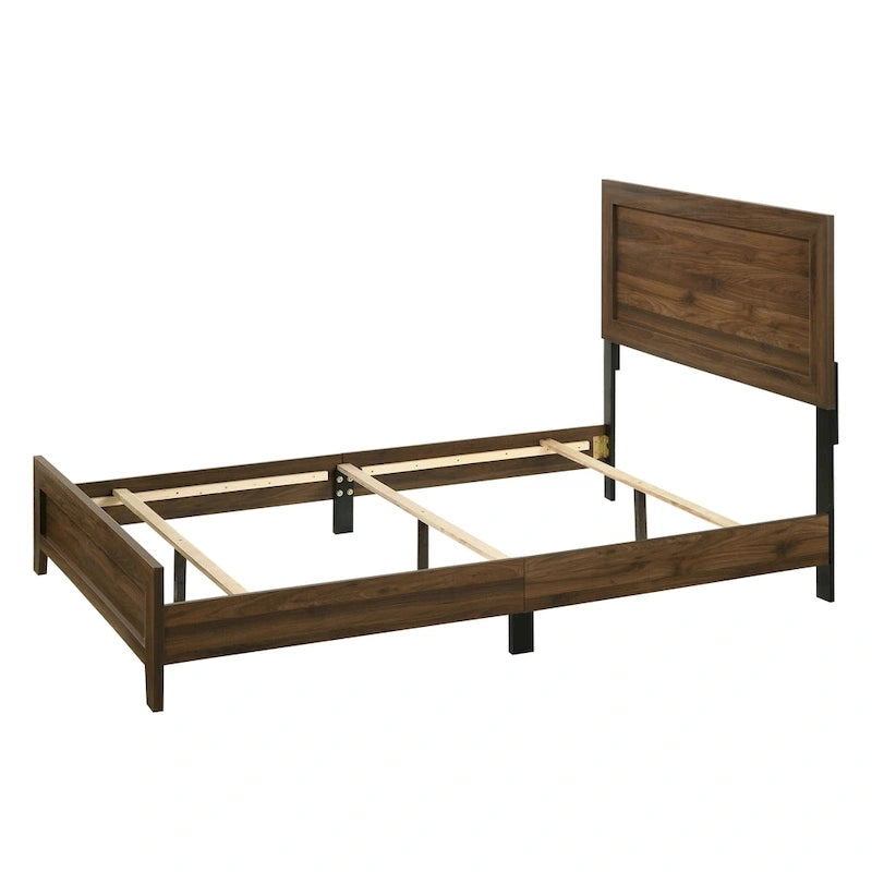 Linette 5 Piece Cherry Brown Panel Bedroom Set