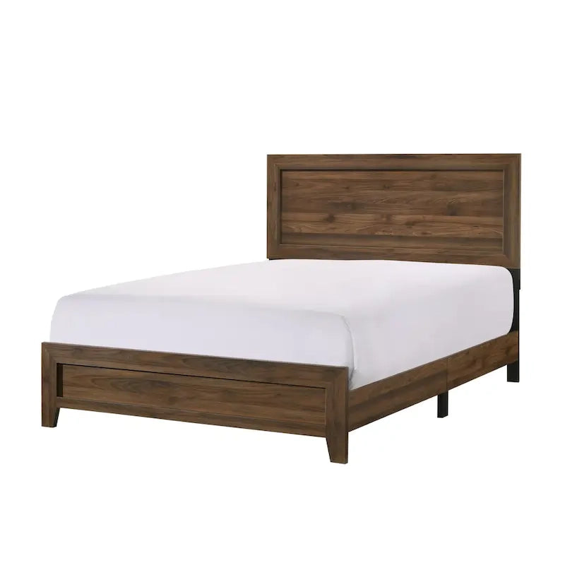 Linette 5 Piece Cherry Brown Panel Bedroom Set