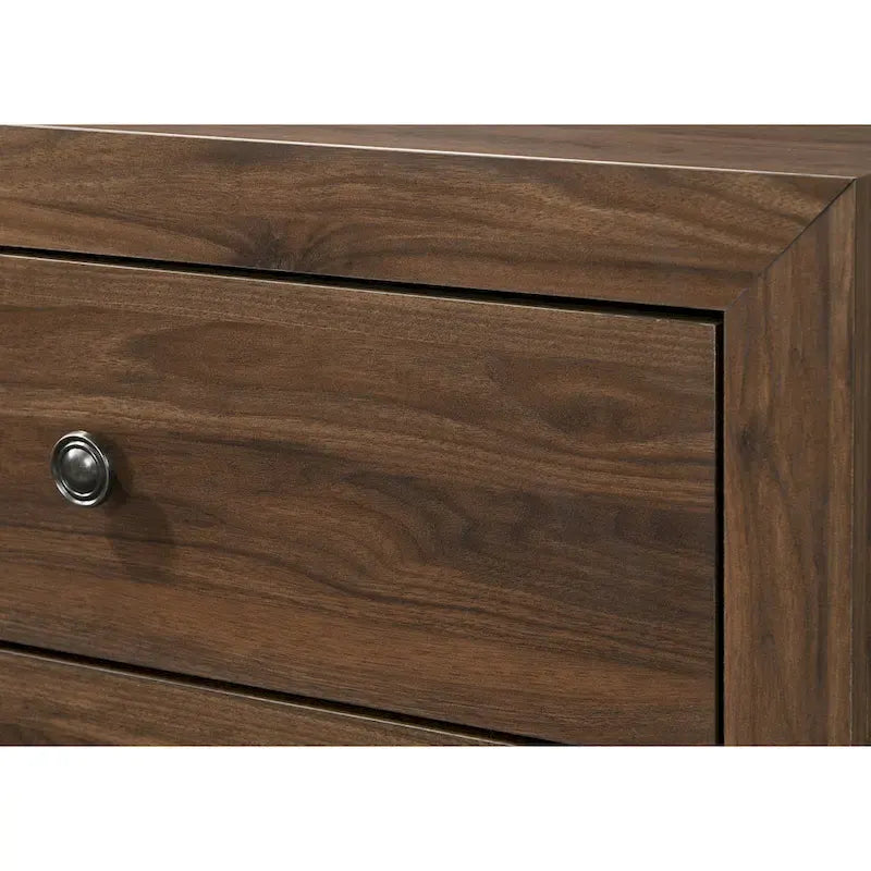 Linette 5 Piece Cherry Brown Panel Bedroom Set