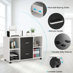 Mobile Lateral File Cabinet with 2 Drawers, Filing Cabinet Printer Stand