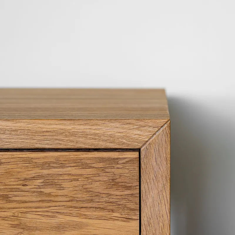 Scandinavian Floating Nightstand with Drawer, Solid Oak - Bedroom Side Table