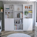 Kenyon 3pc Bookcase set 74 Wide 4-Shelf Double Cabinet