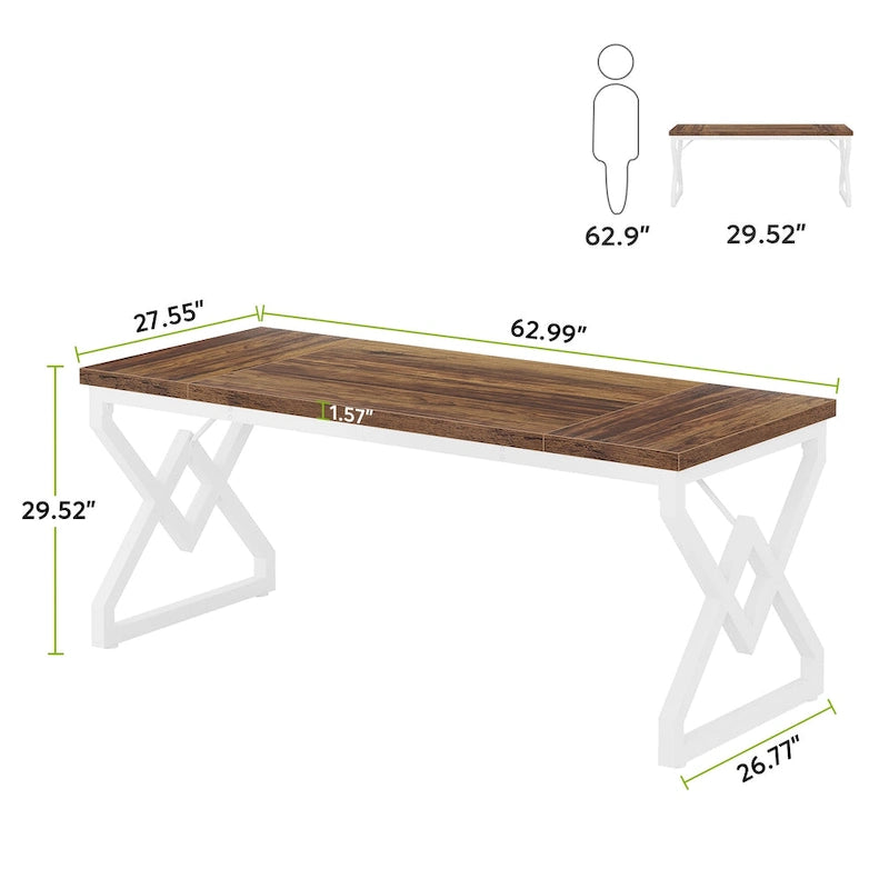 63-in Large Executive Desk, Home Office Computer Desk