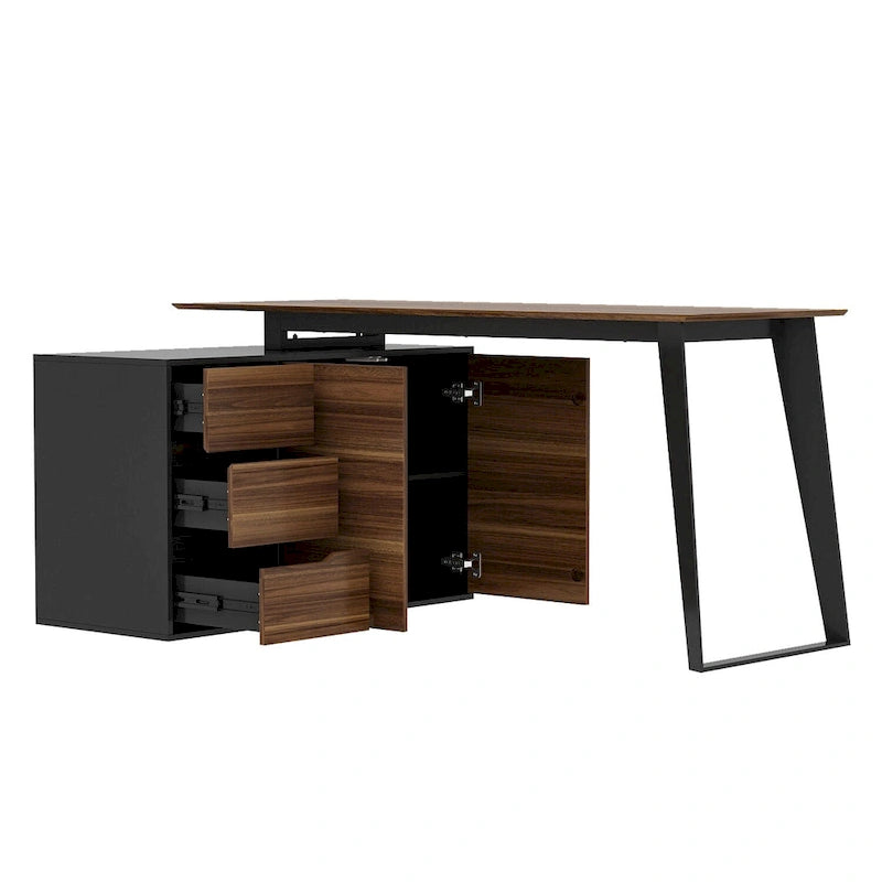 54.3  Home Office Computer Desk Corner Desk With Drawers and Cabinet