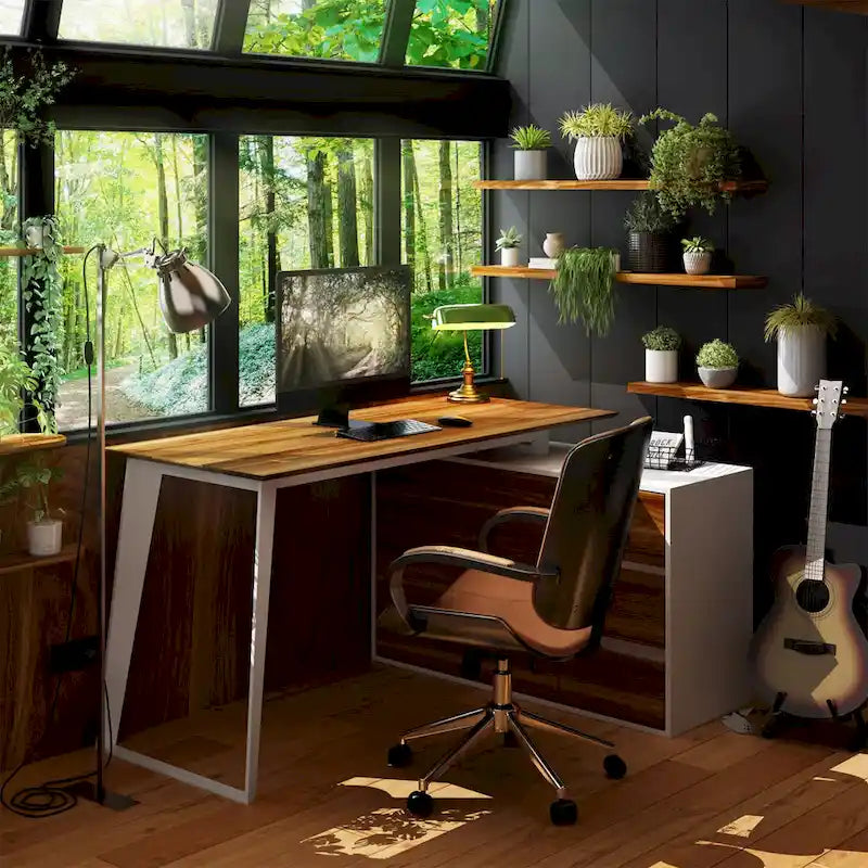 54.3  Home Office Computer Desk Corner Desk With Drawers and Cabinet