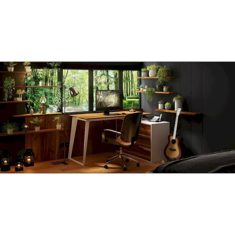 54.3  Home Office Computer Desk Corner Desk With Drawers and Cabinet
