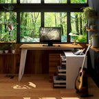 54.3  Home Office Computer Desk Corner Desk With Drawers and Cabinet