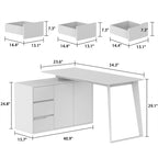 54.3  Home Office Computer Desk Corner Desk With Drawers and Cabinet