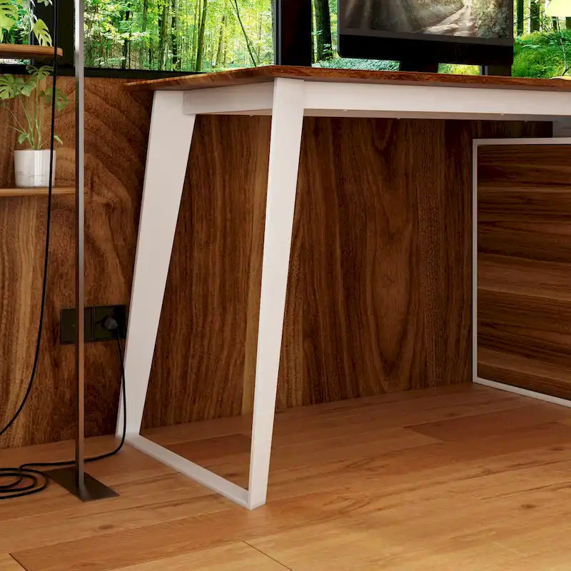 54.3  Home Office Computer Desk Corner Desk With Drawers and Cabinet