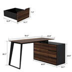 54.3  Home Office Computer Desk Corner Desk With Drawers and Cabinet