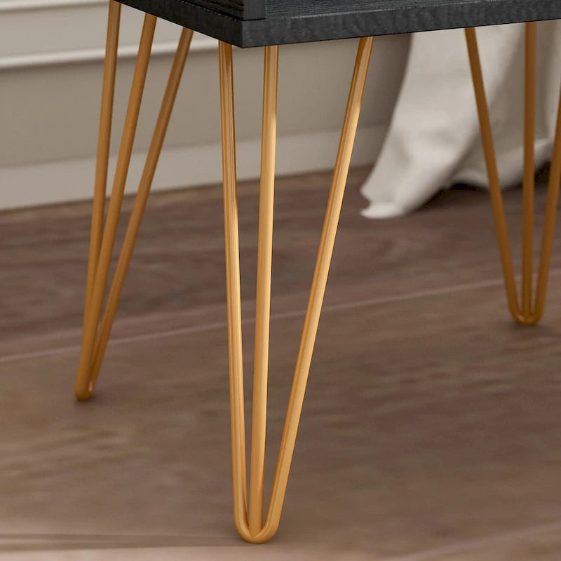 Timechee 23.6  Tall 1 - Drawer Wood Nightstand Metal Legs(1 Piece)