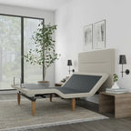 Onetan, Adjustable Bed Base with headboard, Wireless remote,Zero Gravity, Underbed Lighting, Beige