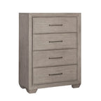Roundhill Furniture Ennesley Gray Wood Bedroom Set with Upholstered Panel Bed, Dresser, Mirror, 2 Nightstand, and Chest