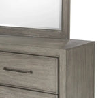 Roundhill Furniture Ennesley Gray Wood Bedroom Set with Upholstered Panel Bed, Dresser, Mirror, 2 Nightstand, and Chest