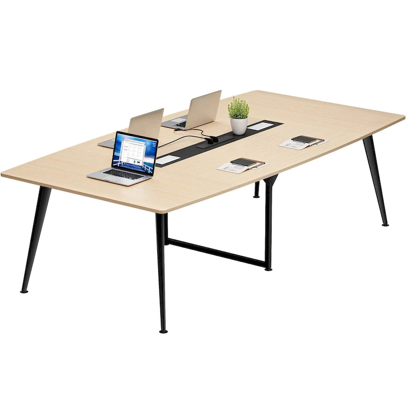 Moasis 6FT/8FT Conference Table Boat Shaped Meeting Table with Rectangle Grommet