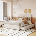 Linen Upholstered Platform Bed with 2 Drawers and Trundle,Queen/Full Size