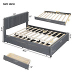 Linen Upholstered Platform Bed with 2 Drawers and Trundle,Queen/Full Size
