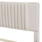 Linen Upholstered Platform Bed with 2 Drawers and Trundle,Queen/Full Size