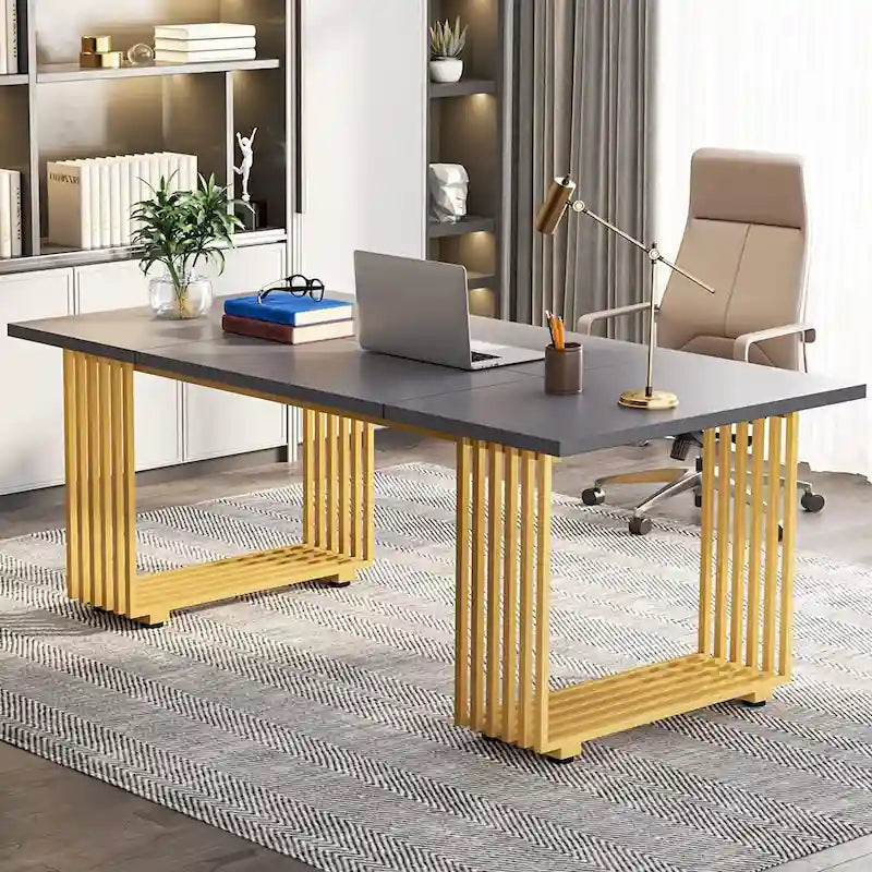 70.9 Modern Office Desk, Wood Computer Desk Large Executive Desk
