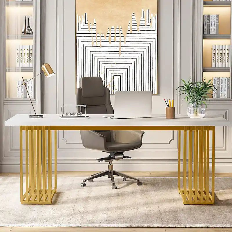 70.9 Modern Office Desk, Wood Computer Desk Large Executive Desk