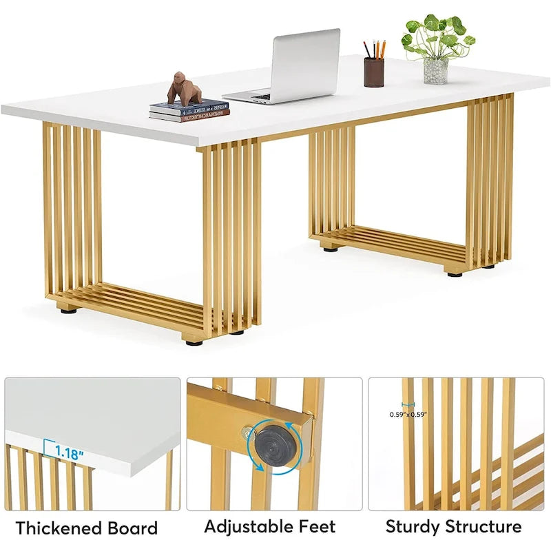 70.9 Modern Office Desk, Wood Computer Desk Large Executive Desk