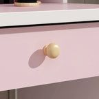 Makeup Vanity Set Dresser w/Mirror Stool 5 Drawers - White/Pink/Black - 31.5 L x 15.7 W x 52 H