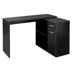 HOMCOM L Shaped Corner Computer Desk Workstation with Rotating Storage Shelves and Drawer for Home & Office