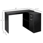 HOMCOM L Shaped Corner Computer Desk Workstation with Rotating Storage Shelves and Drawer for Home & Office