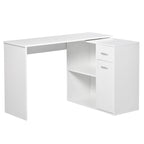 HOMCOM L Shaped Corner Computer Desk Workstation with Rotating Storage Shelves and Drawer for Home & Office