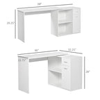 HOMCOM L Shaped Corner Computer Desk Workstation with Rotating Storage Shelves and Drawer for Home & Office