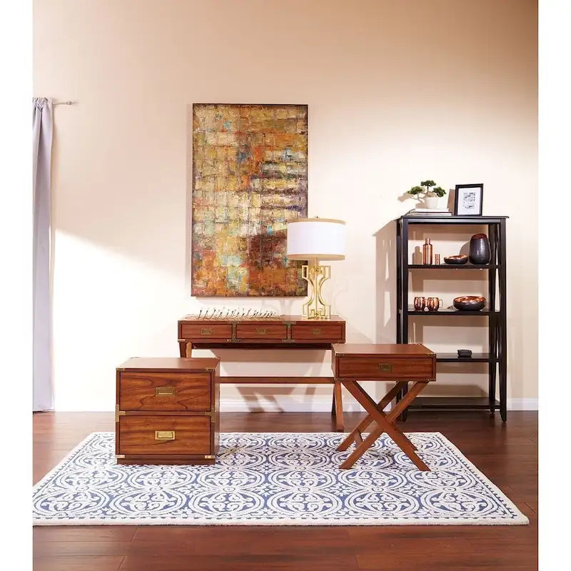 2-Drawer Storage Cabinet - Blue/Wheat/White - Bedside Table