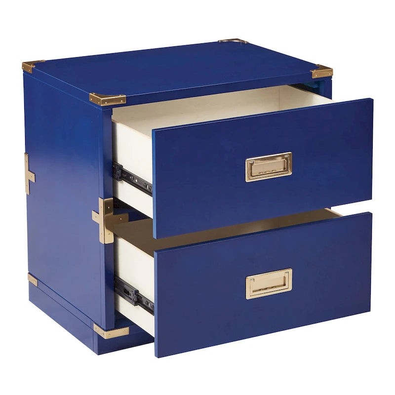 2-Drawer Storage Cabinet - Blue/Wheat/White - Bedside Table