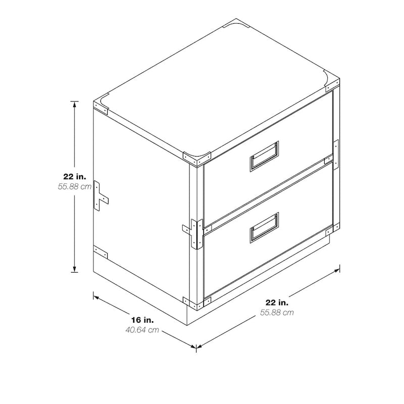 2-Drawer Storage Cabinet - Blue/Wheat/White - Bedside Table