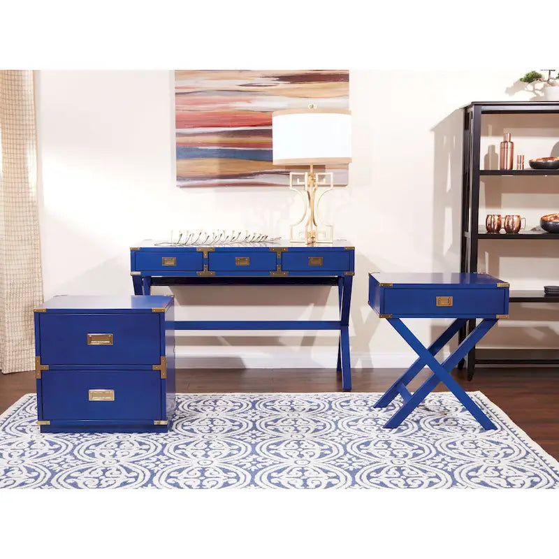 2-Drawer Storage Cabinet - Blue/Wheat/White - Bedside Table