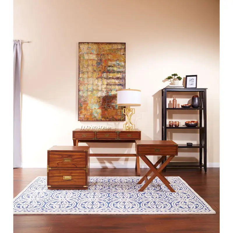 2-Drawer Storage Cabinet - Blue/Wheat/White - Bedside Table