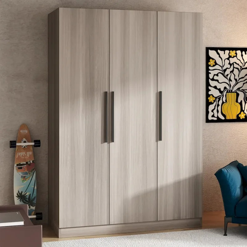 70.  H x 47.2  W Wardrobe Cabinet Armoire Three Doors In White Closet