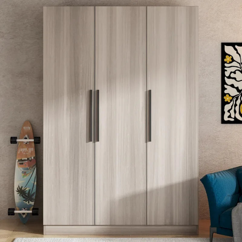 70.  H x 47.2  W Wardrobe Cabinet Armoire Three Doors In White Closet