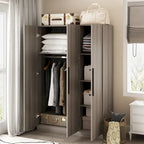 70.  H x 47.2  W Wardrobe Cabinet Armoire Three Doors In White Closet