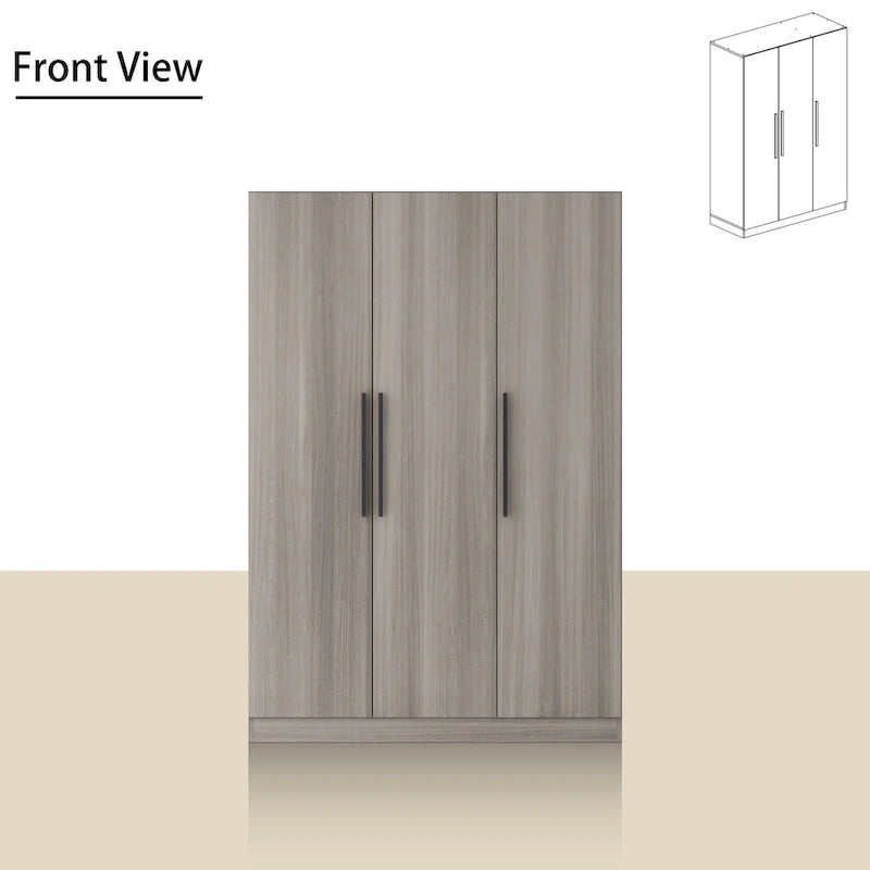 70.  H x 47.2  W Wardrobe Cabinet Armoire Three Doors In White Closet