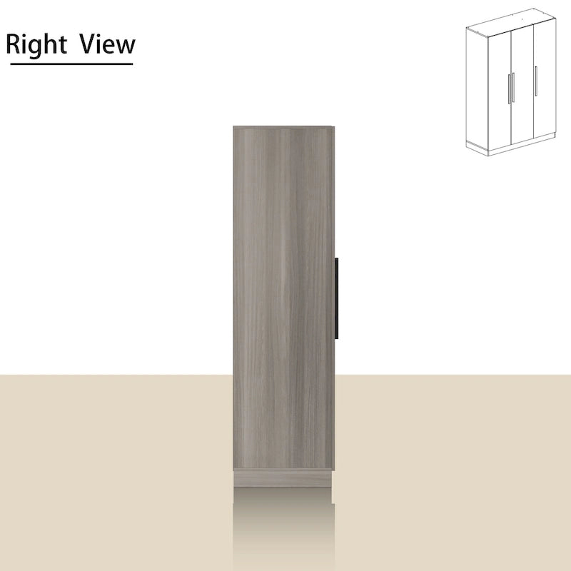 70.  H x 47.2  W Wardrobe Cabinet Armoire Three Doors In White Closet