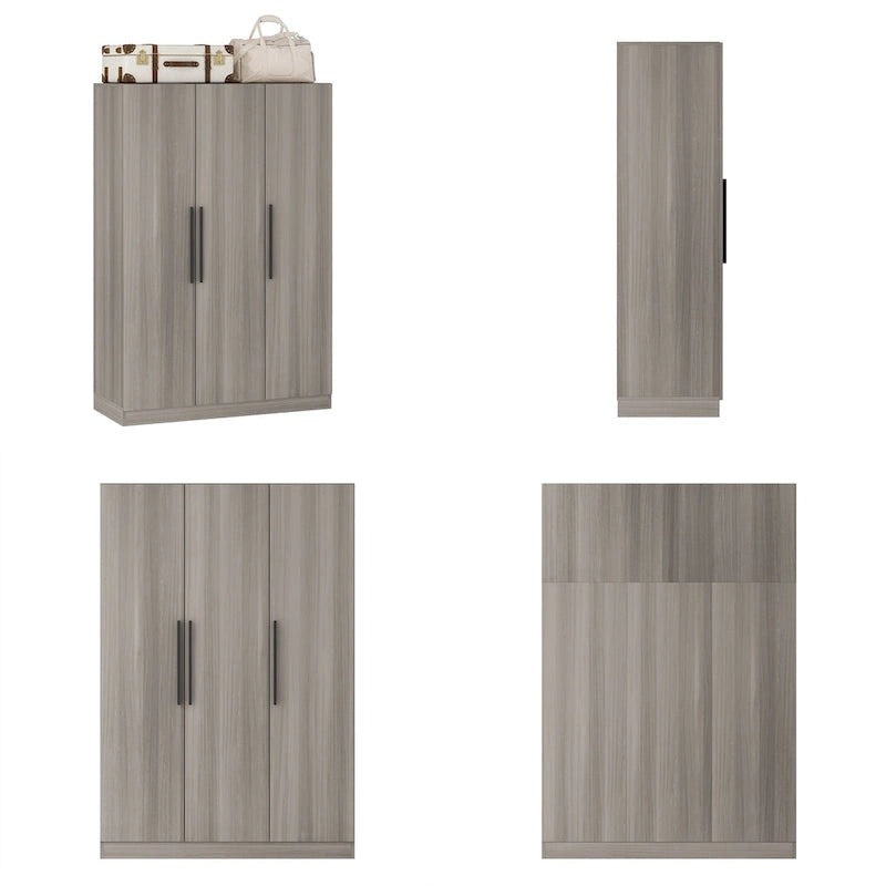 70.  H x 47.2  W Wardrobe Cabinet Armoire Three Doors In White Closet