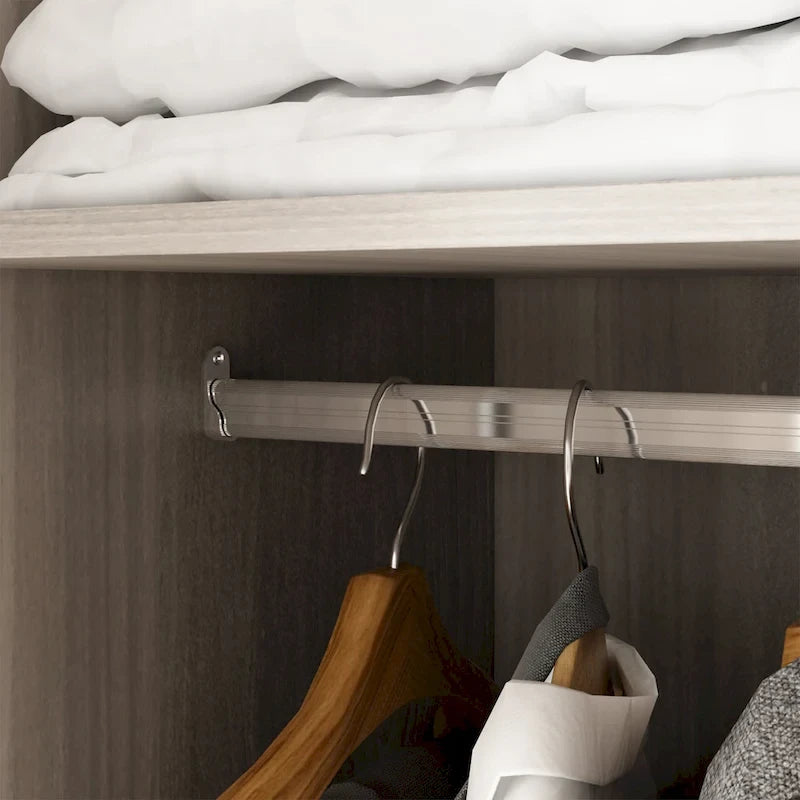 70.  H x 47.2  W Wardrobe Cabinet Armoire Three Doors In White Closet