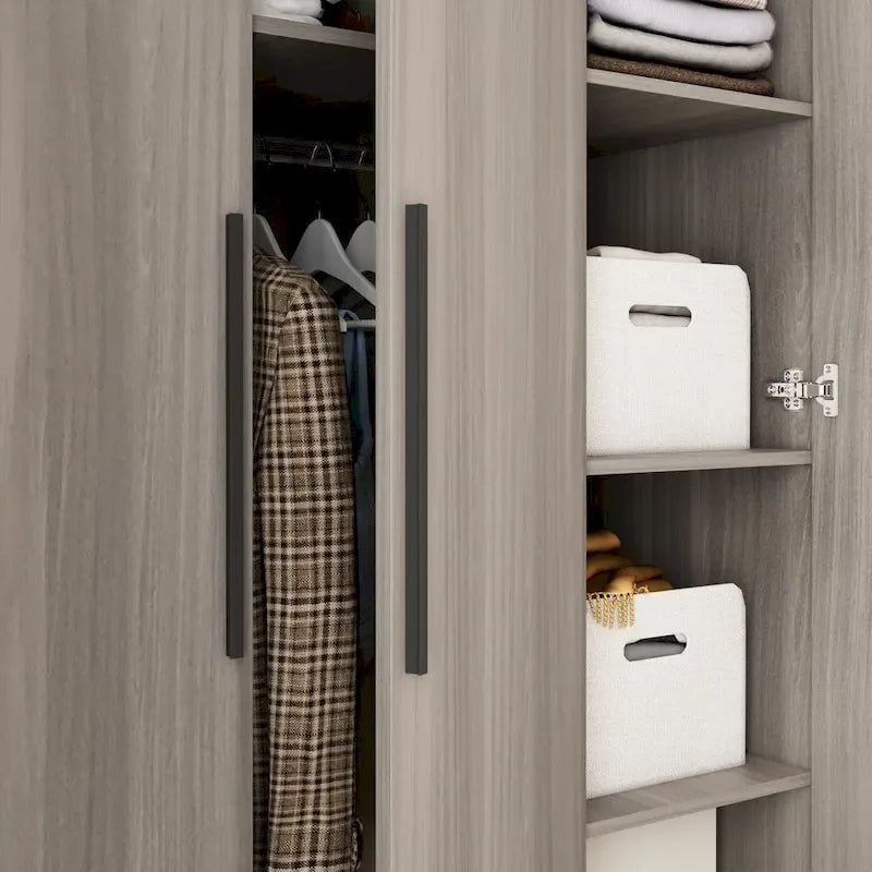 70.  H x 47.2  W Wardrobe Cabinet Armoire Three Doors In White Closet