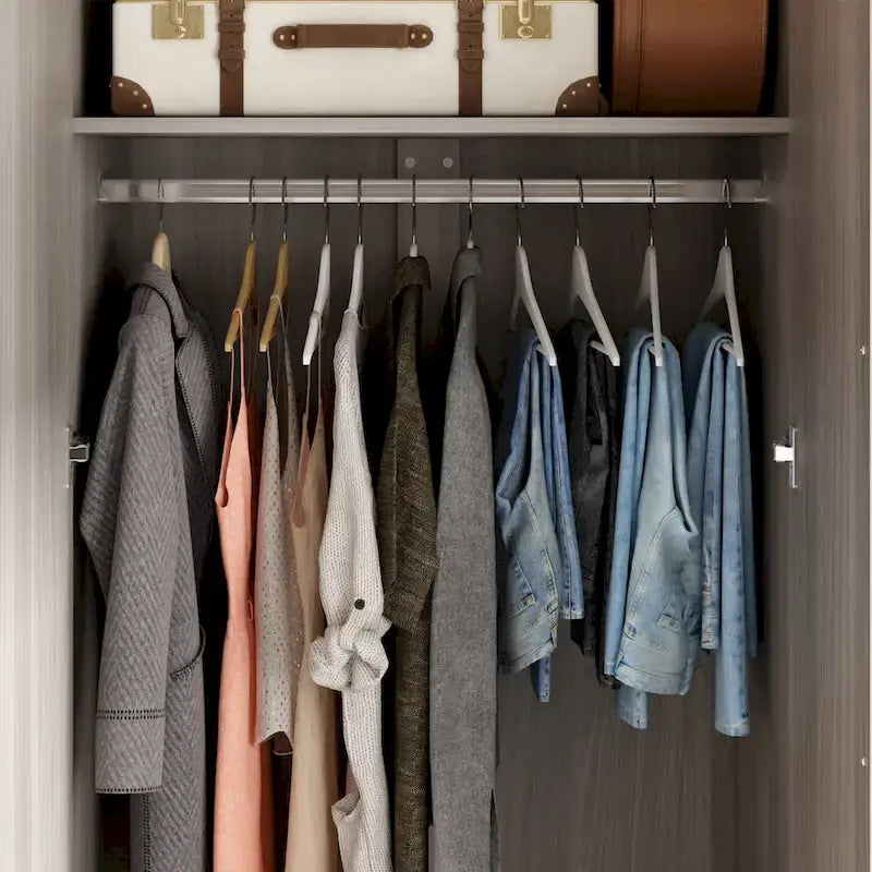 70.  H x 47.2  W Wardrobe Cabinet Armoire Three Doors In White Closet