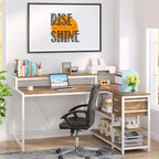 Modern L Shaped Computer Desk with Drawer and storage shelf