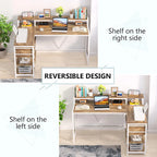 Modern L Shaped Computer Desk with Drawer and storage shelf